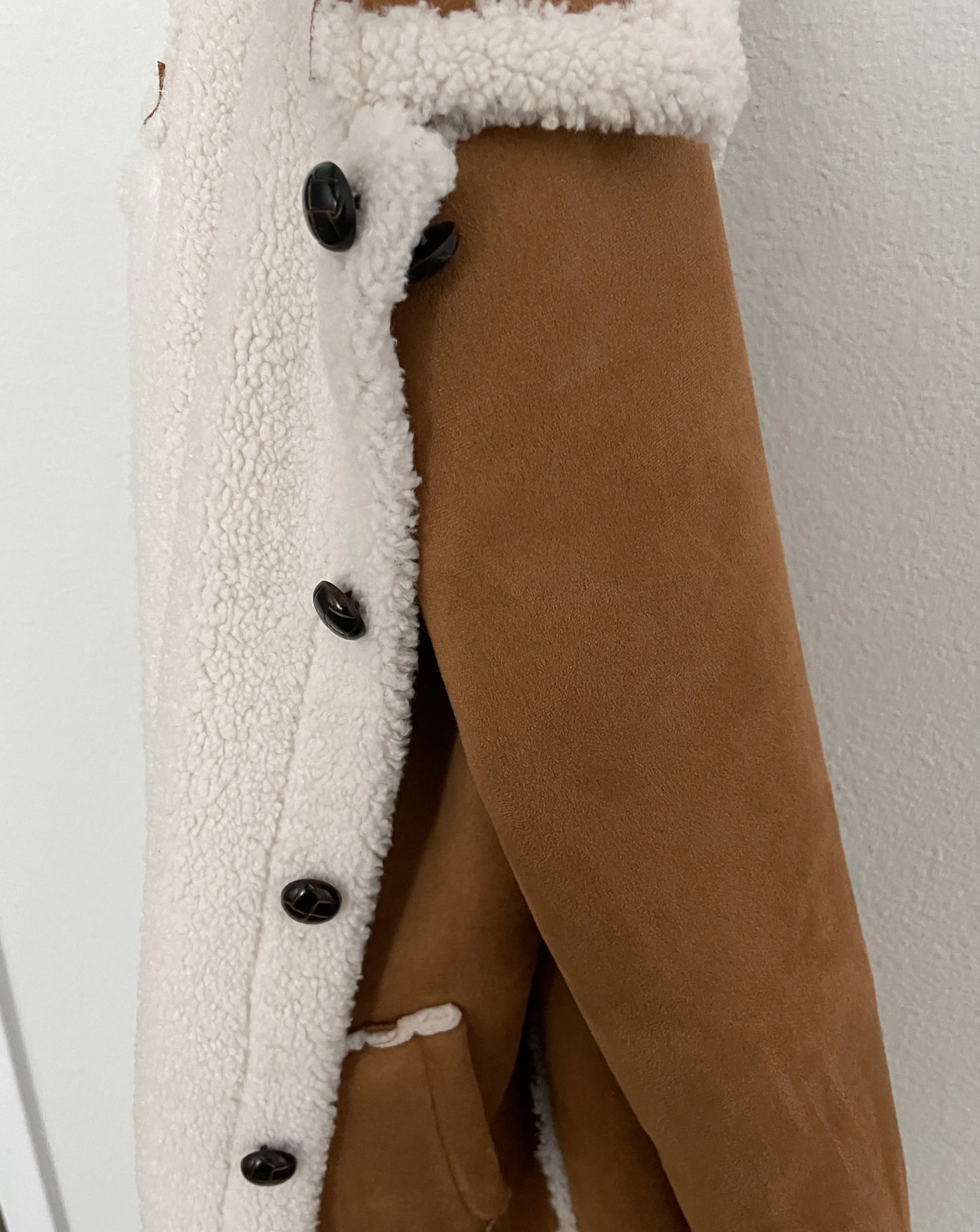 Reversible Shearling Faux Suede Coat