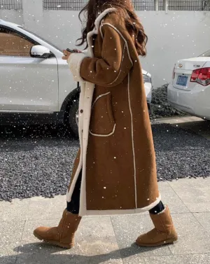 Reversible Shearling Faux Suede Coat