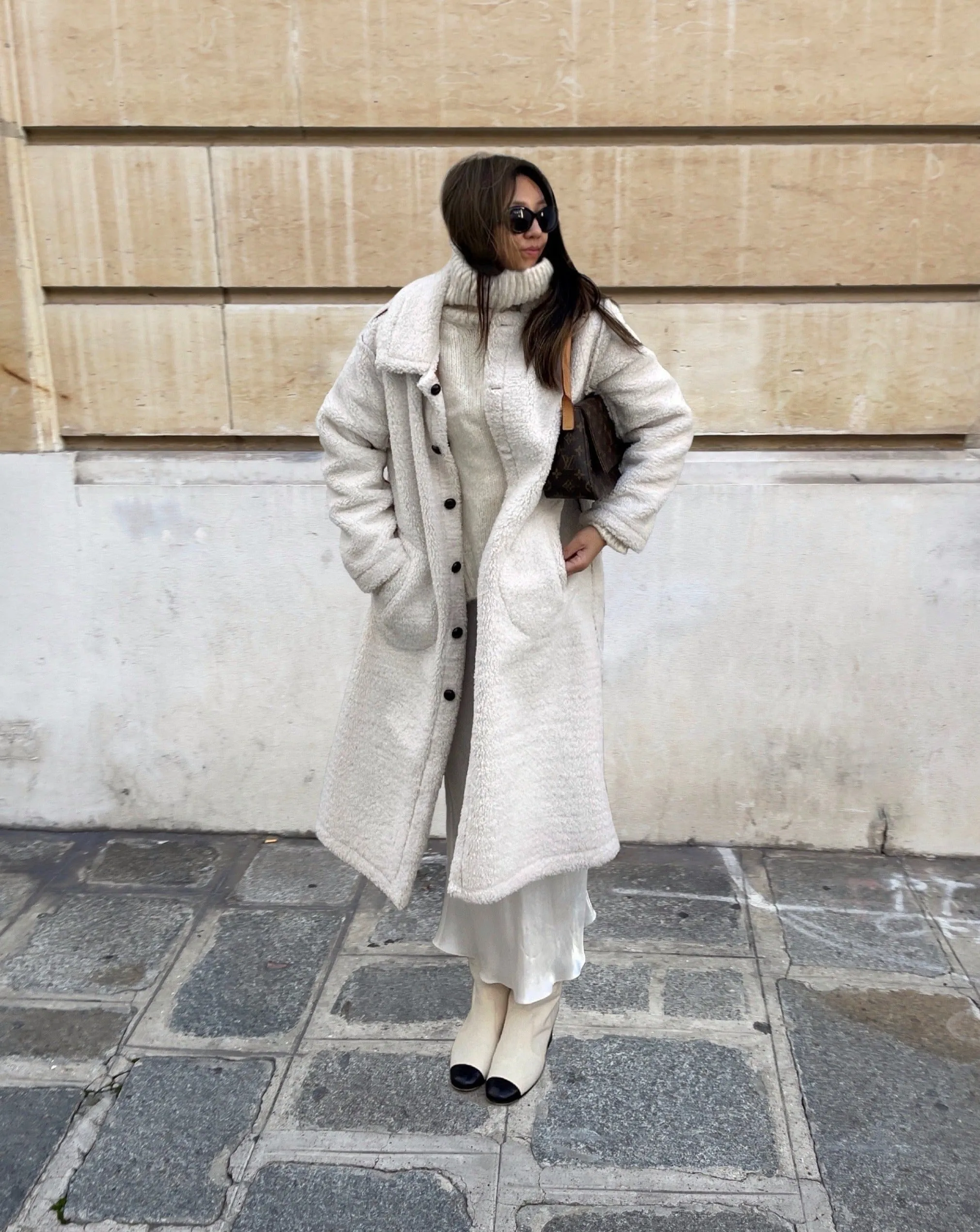 Reversible Shearling Faux Suede Coat