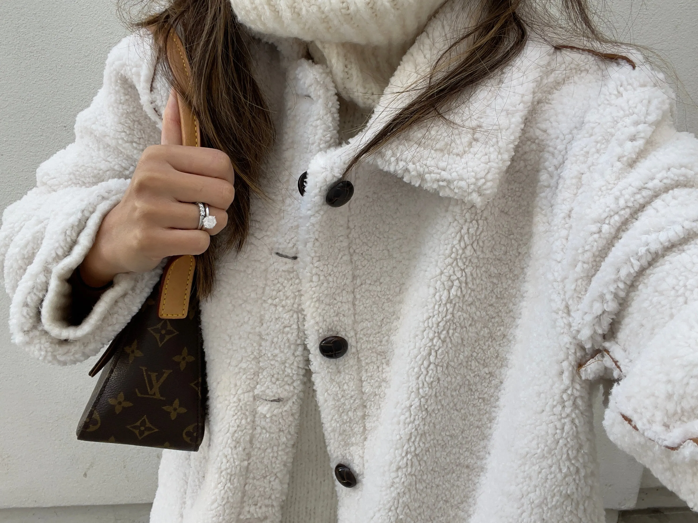 Reversible Shearling Faux Suede Coat