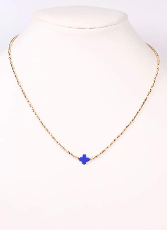 Rink Necklace with Cross BLUE