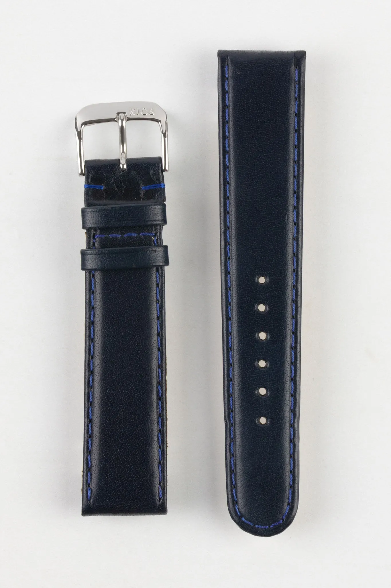 RIOS1931 ARIZONA Genuine Saddle Leather Hook-On Watch Strap in OCEAN BLUE