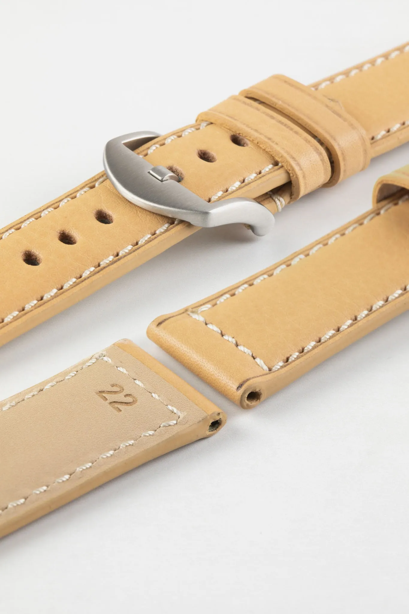 RIOS1931 FIRENZE Genuine Russia Leather Watch Strap in SAND