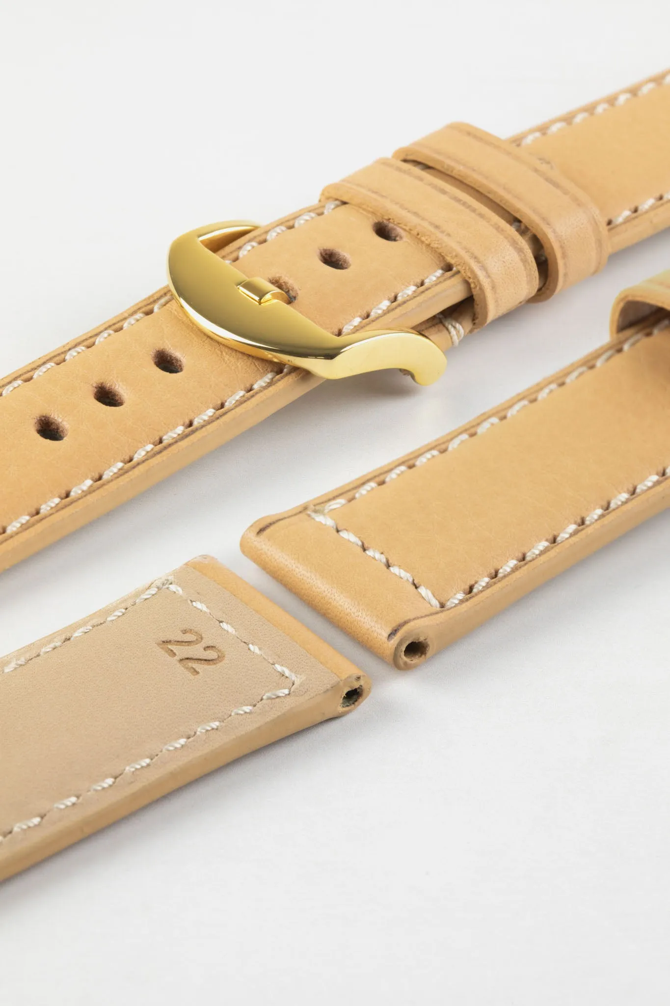 RIOS1931 FIRENZE Genuine Russia Leather Watch Strap in SAND