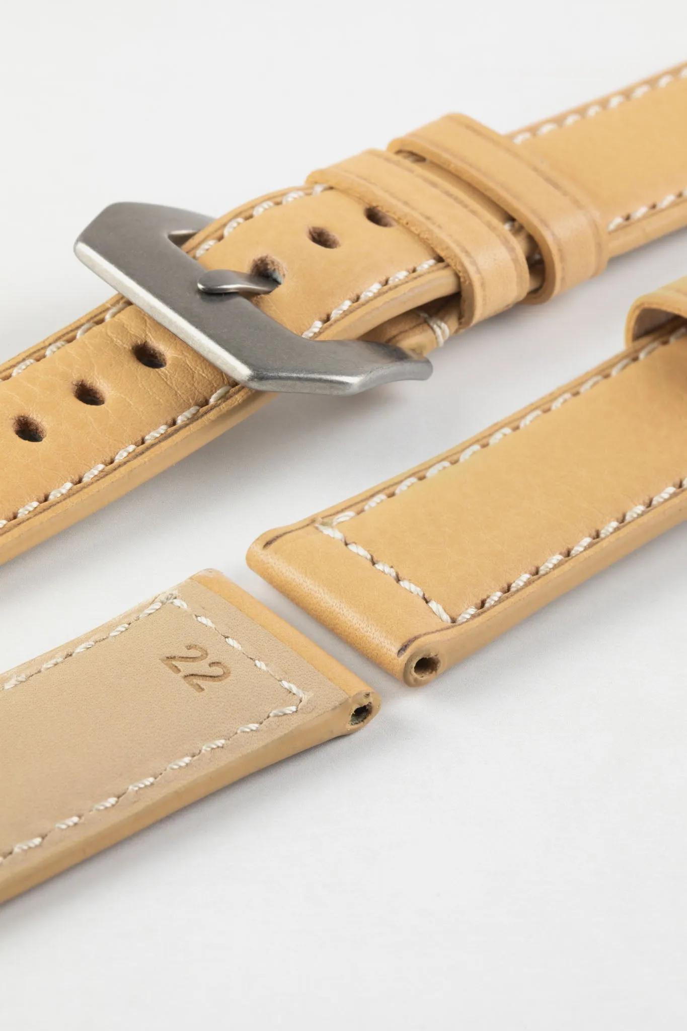 RIOS1931 FIRENZE Genuine Russia Leather Watch Strap in SAND