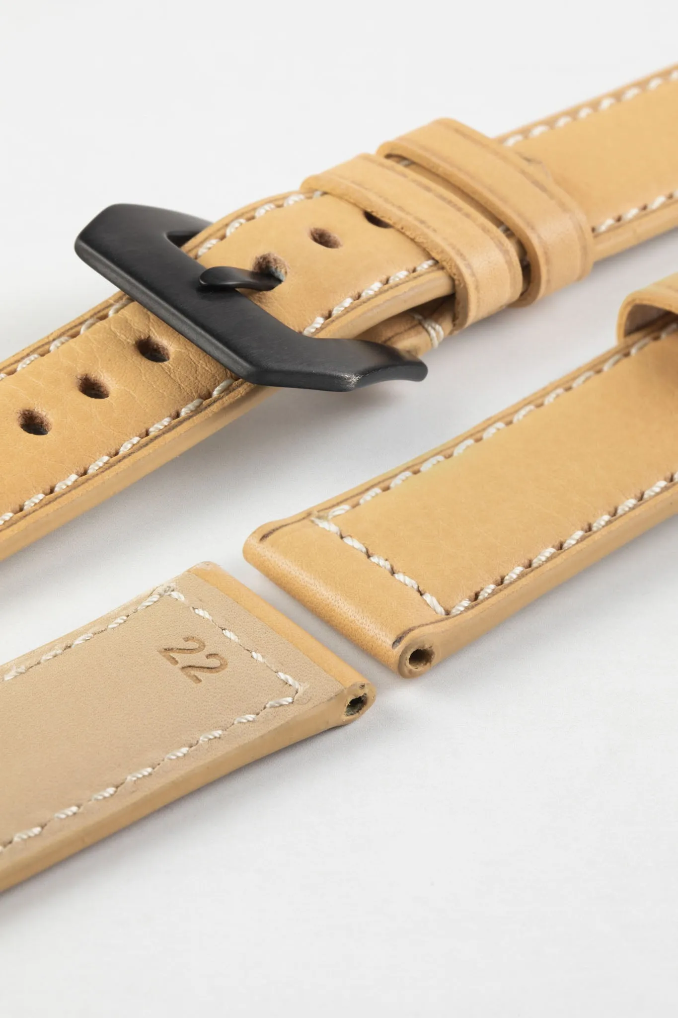 RIOS1931 FIRENZE Genuine Russia Leather Watch Strap in SAND