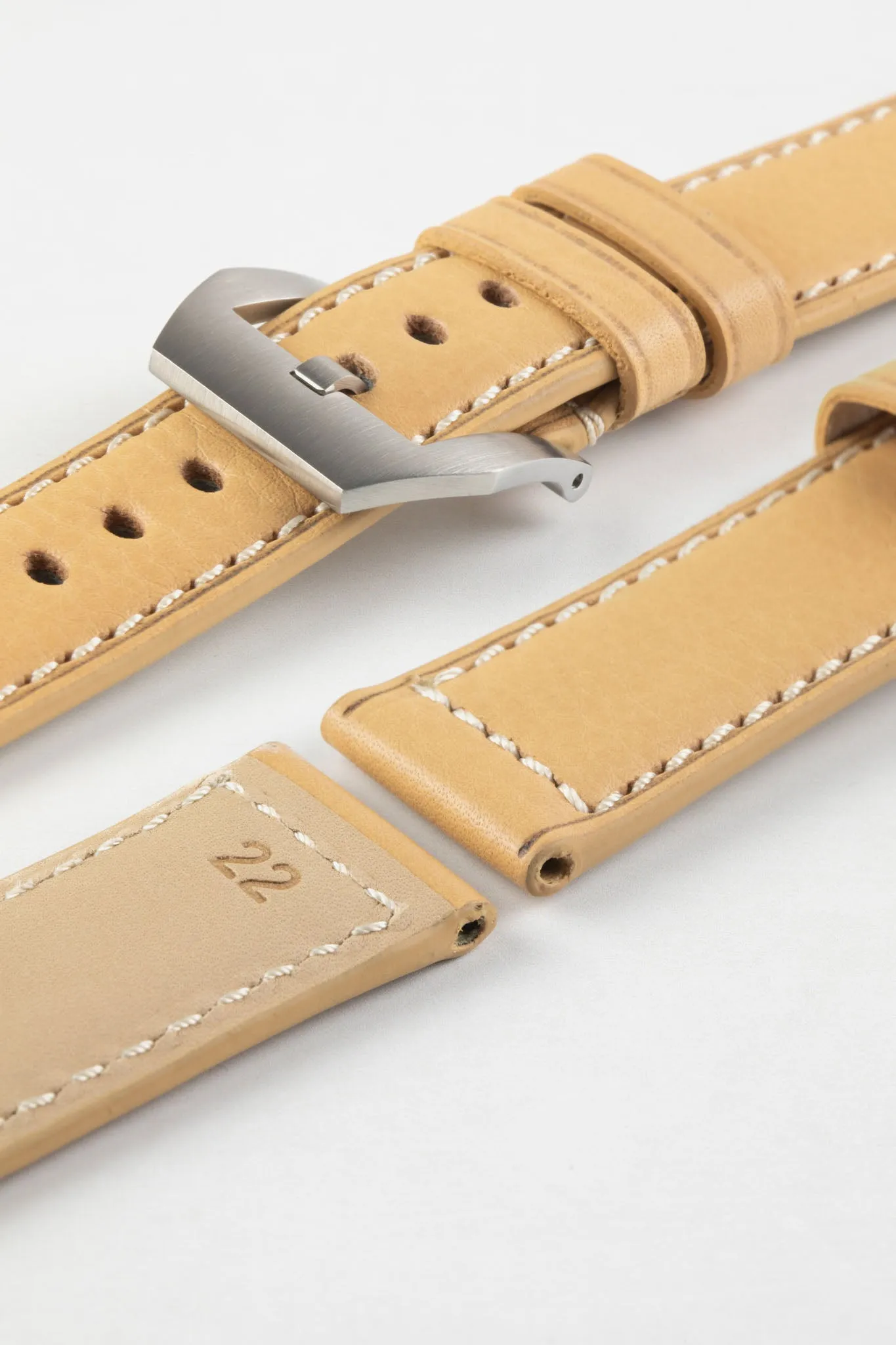 RIOS1931 FIRENZE Genuine Russia Leather Watch Strap in SAND
