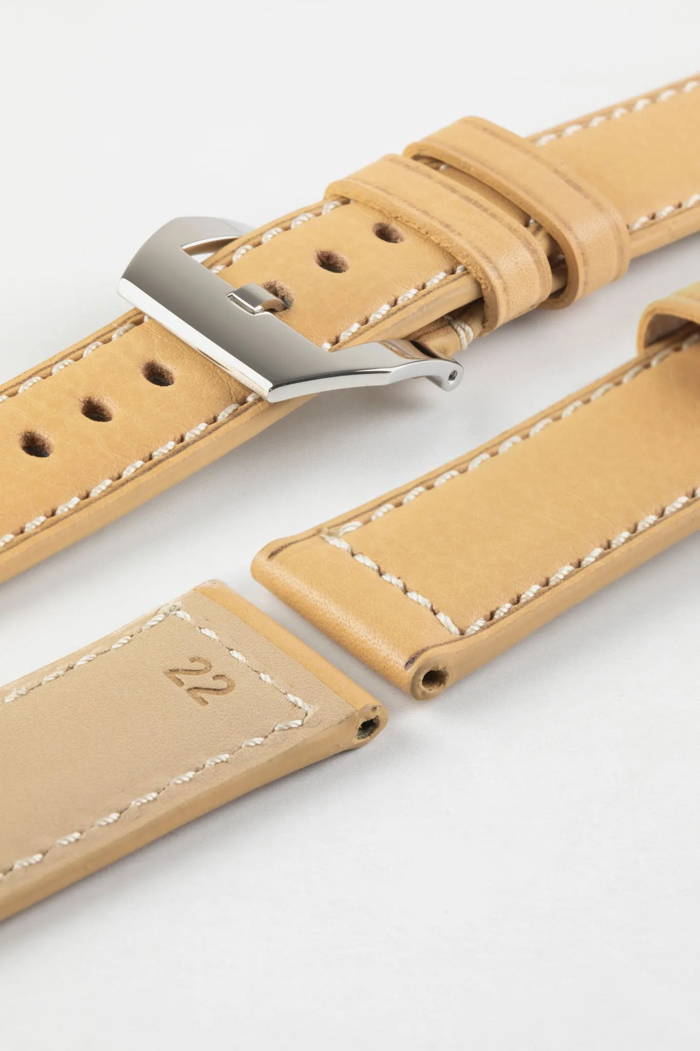 RIOS1931 FIRENZE Genuine Russia Leather Watch Strap in SAND