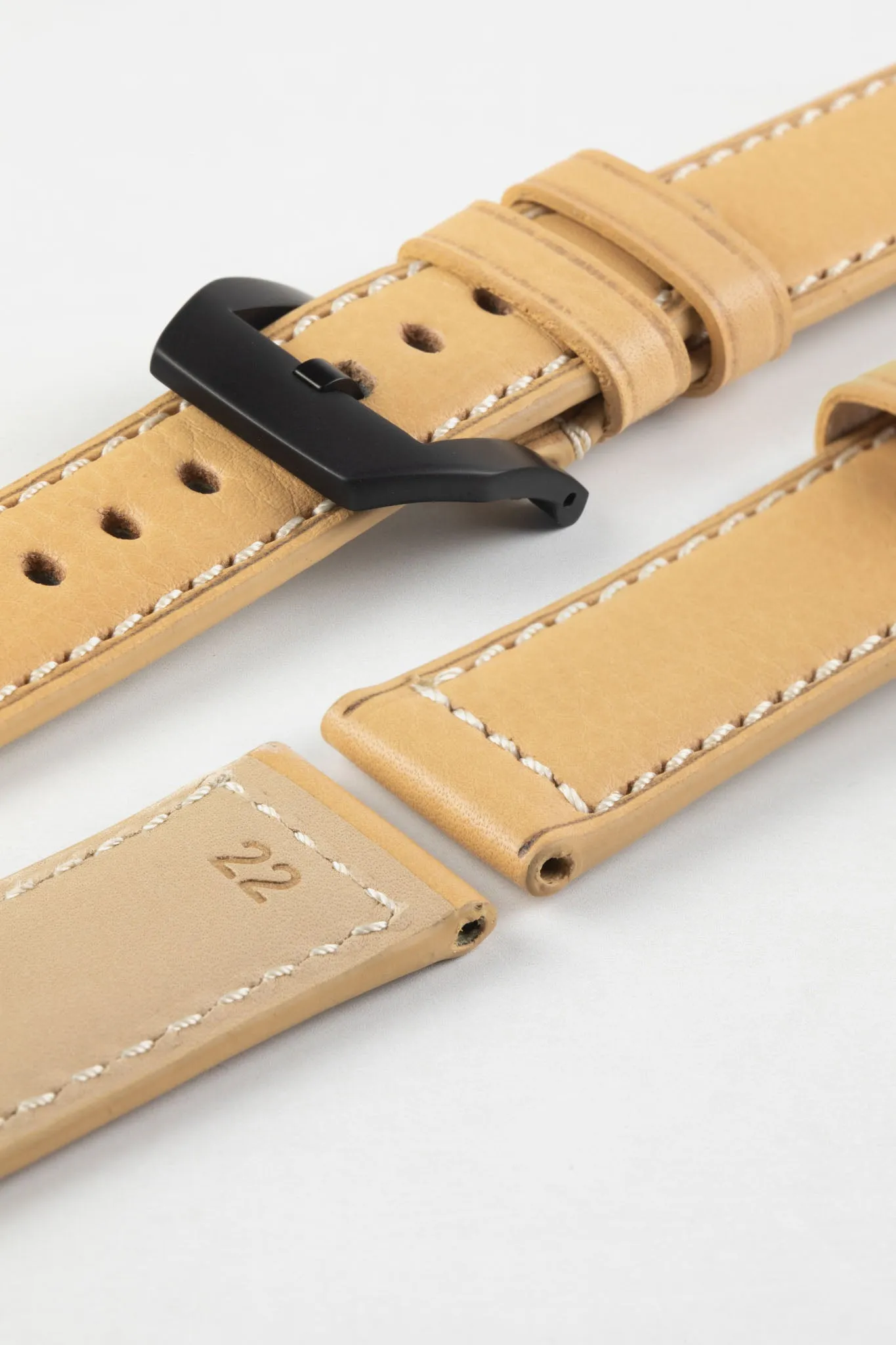 RIOS1931 FIRENZE Genuine Russia Leather Watch Strap in SAND