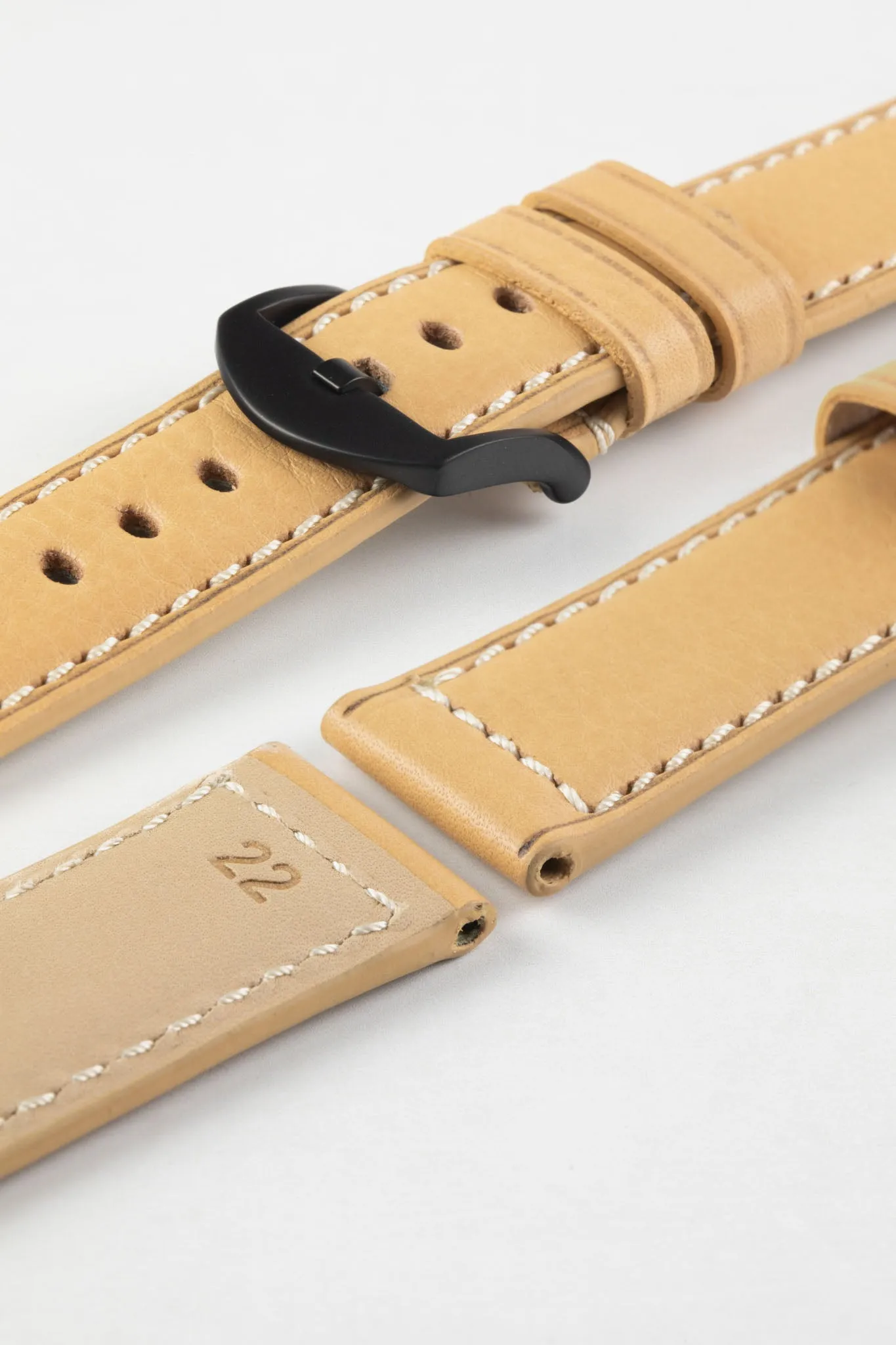 RIOS1931 FIRENZE Genuine Russia Leather Watch Strap in SAND