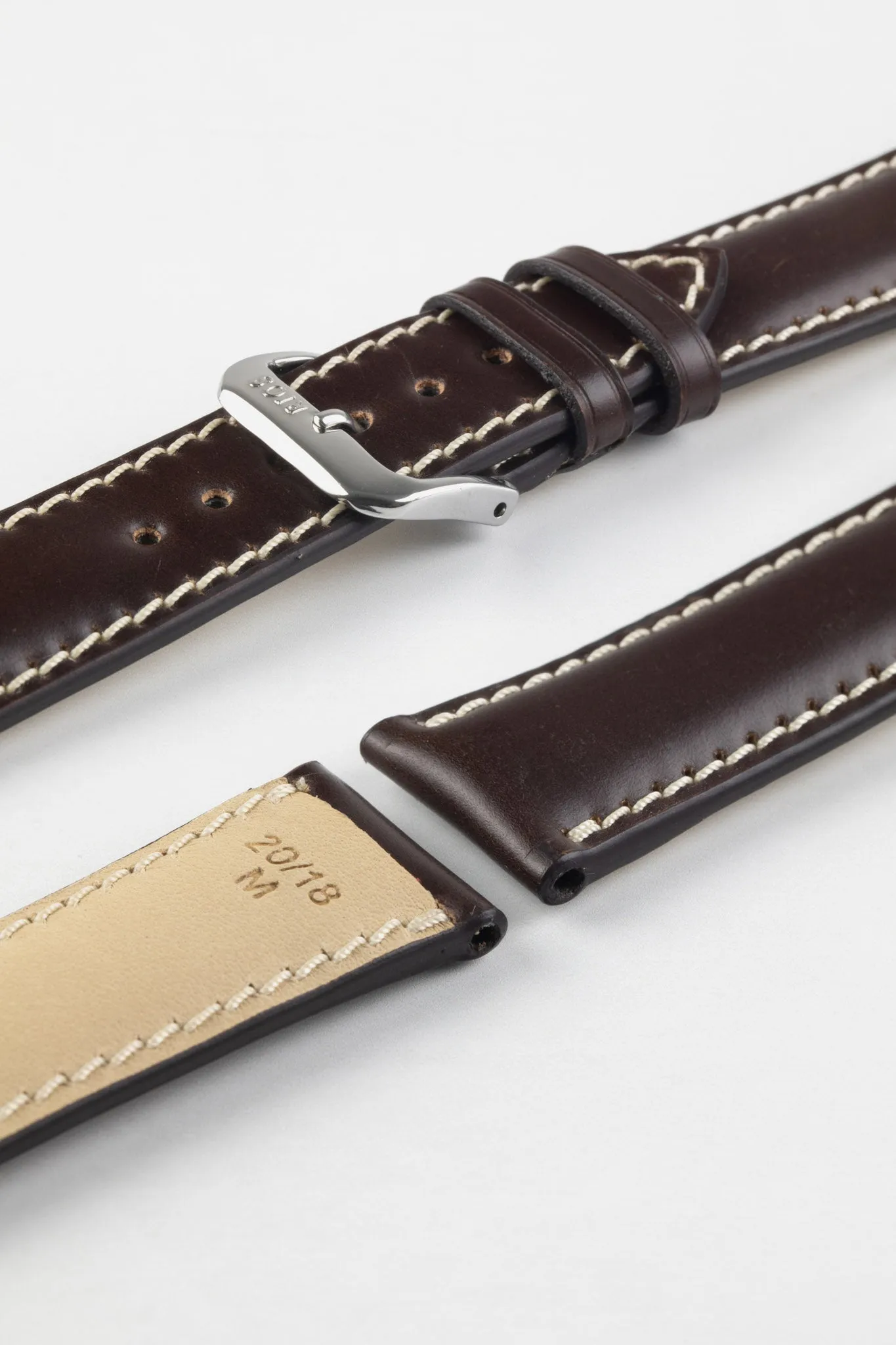 RIOS1931 NEW YORK Shell Cordovan Leather Watch Strap in MOCHA