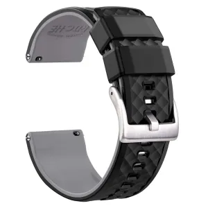 Ritche Black/Grey Classic Silicone Quick Release Watch Straps Bands