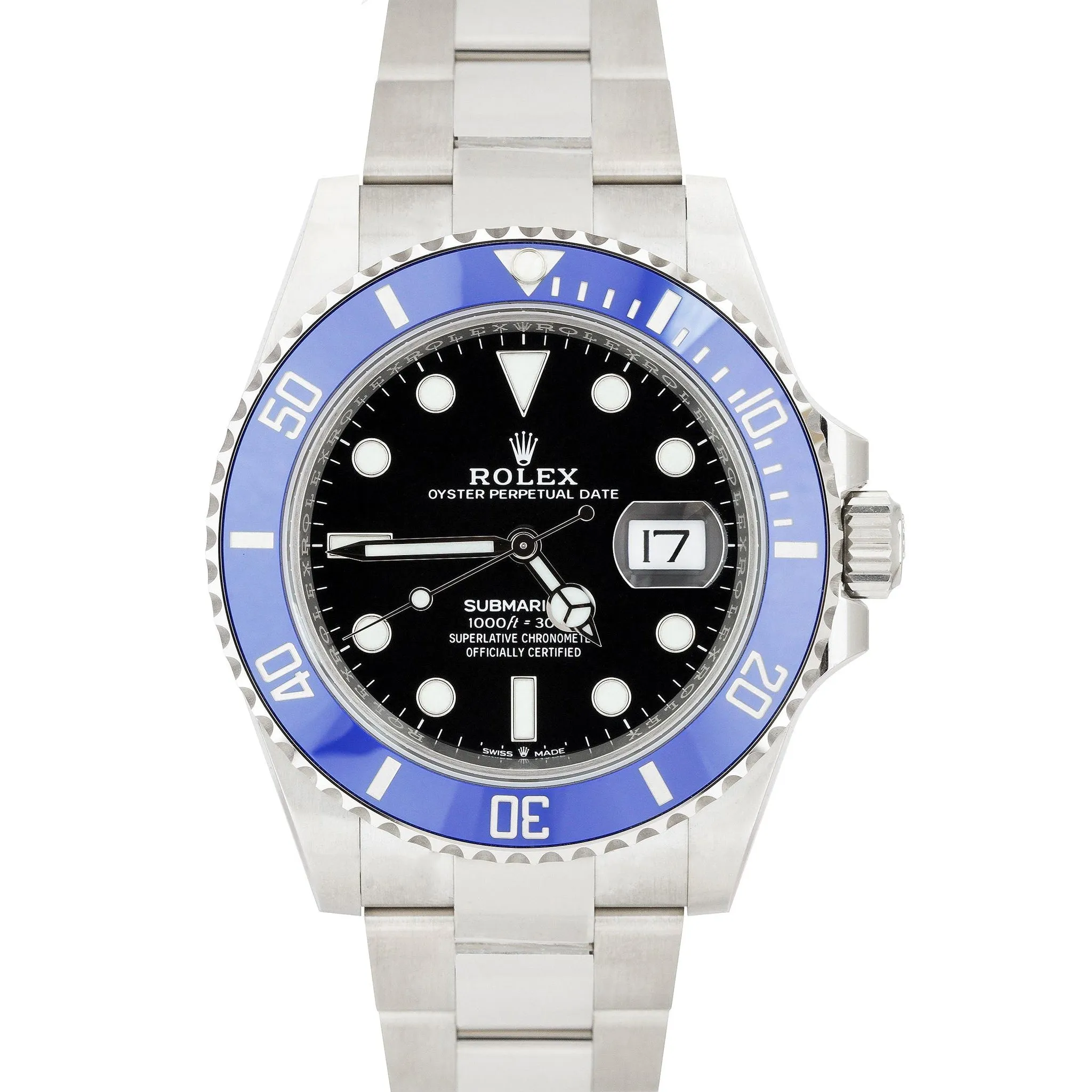 Rolex NEW CARD Submariner Date 126619 LB 41mm 18K White Gold Dive Blue Watch BOX