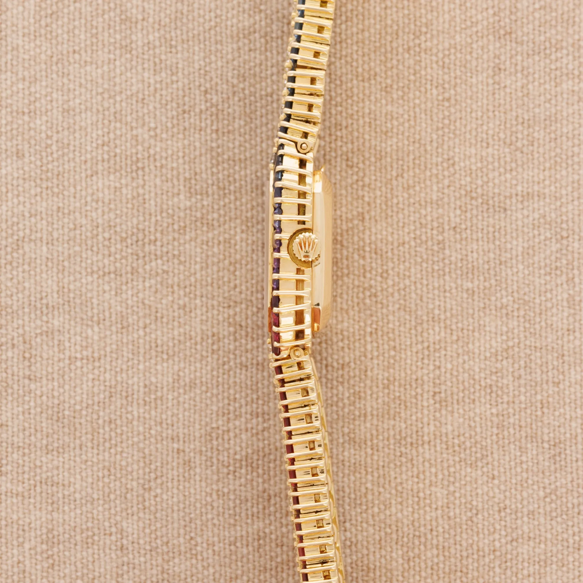 Rolex Yellow Gold Rainbow Diamond & Sapphire Cellini Watch (Private Sale)