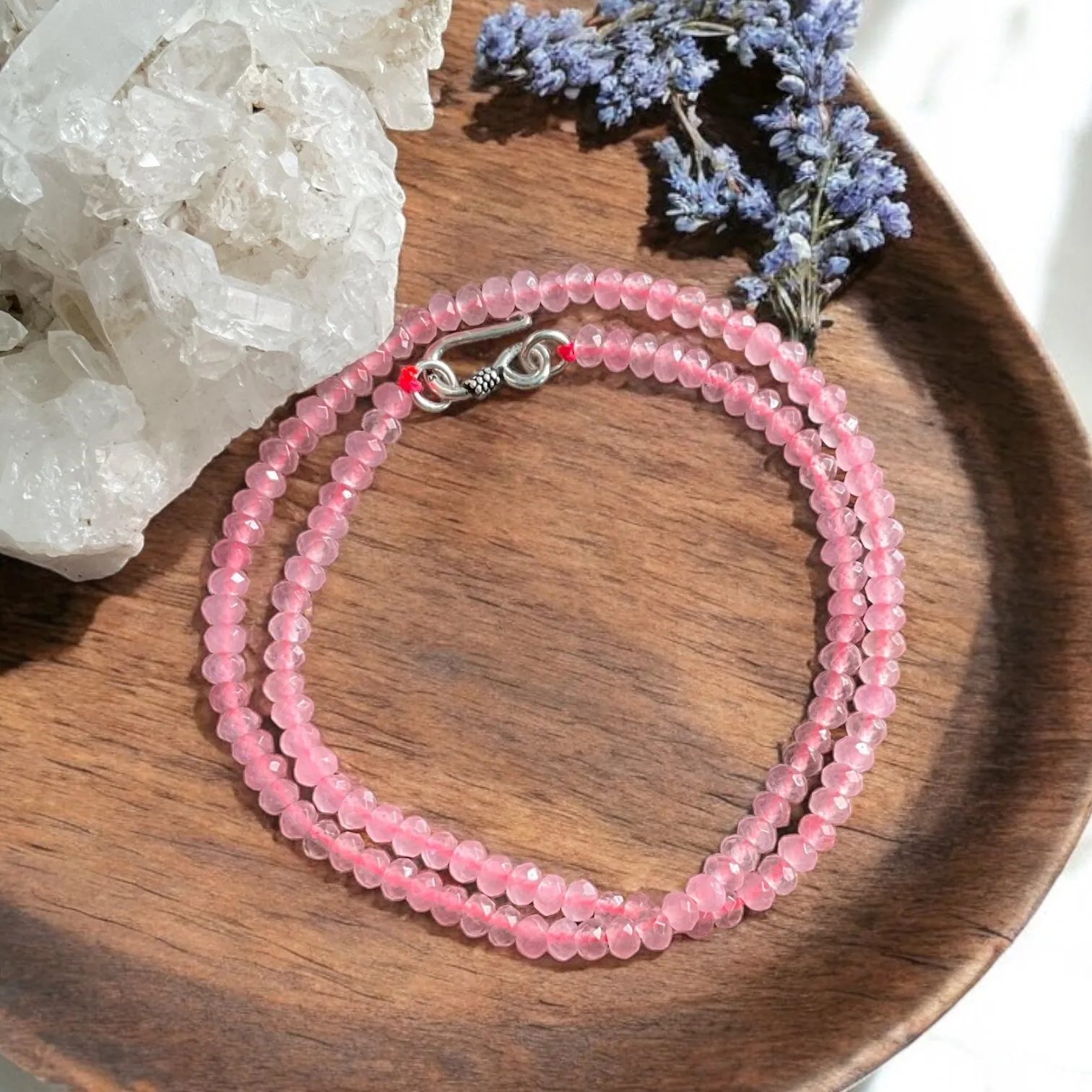 Rose Quartz 4 mm 16 in Beaded Necklace