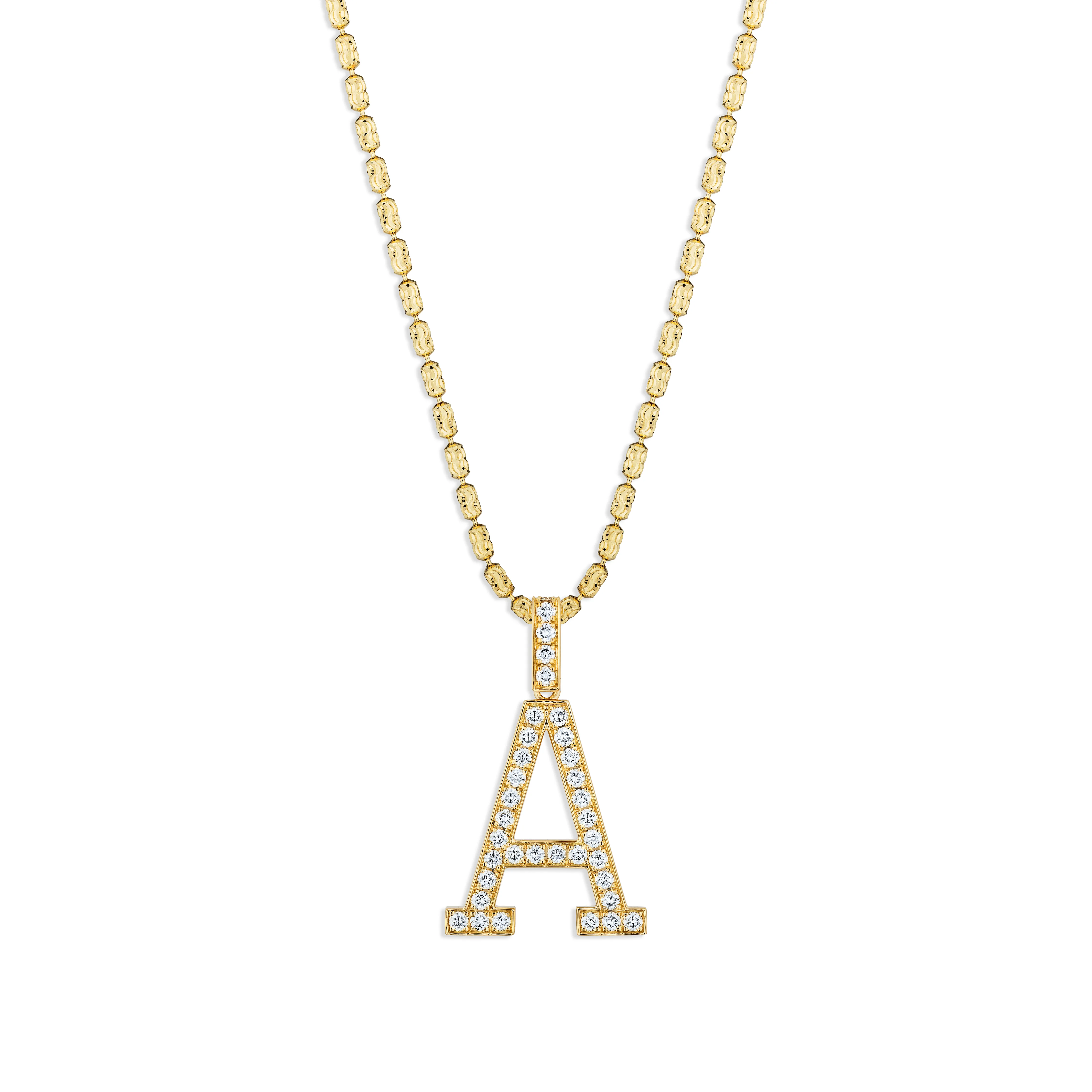 Sabel Collection Yellow Gold Diamond A Initial Pendant