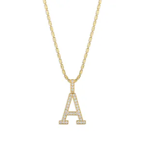 Sabel Collection Yellow Gold Diamond A Initial Pendant
