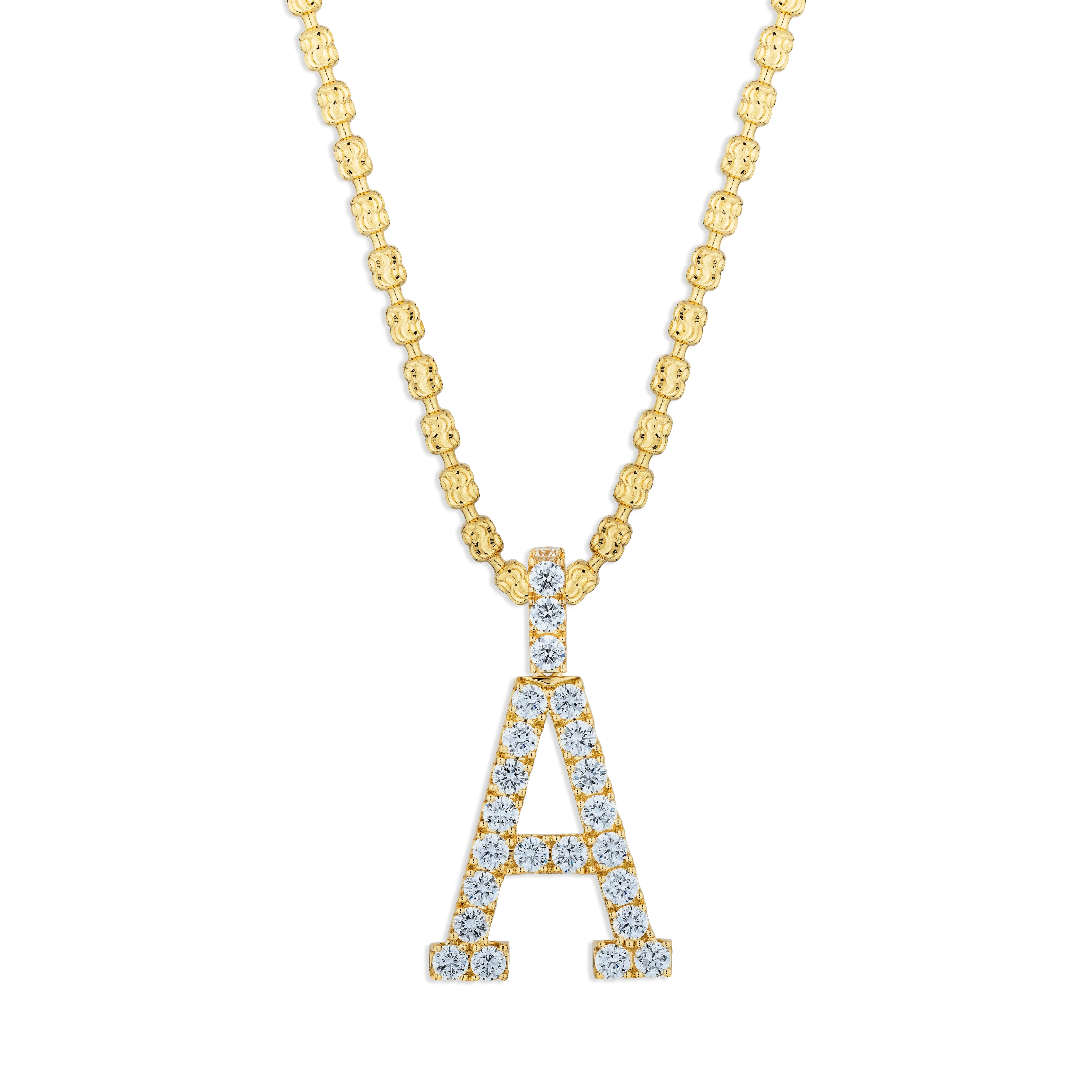 Sabel Collection Yellow Gold Diamond A Initial Pendant