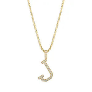 Sabel Collection Yellow Gold Diamond J Initial Pendant