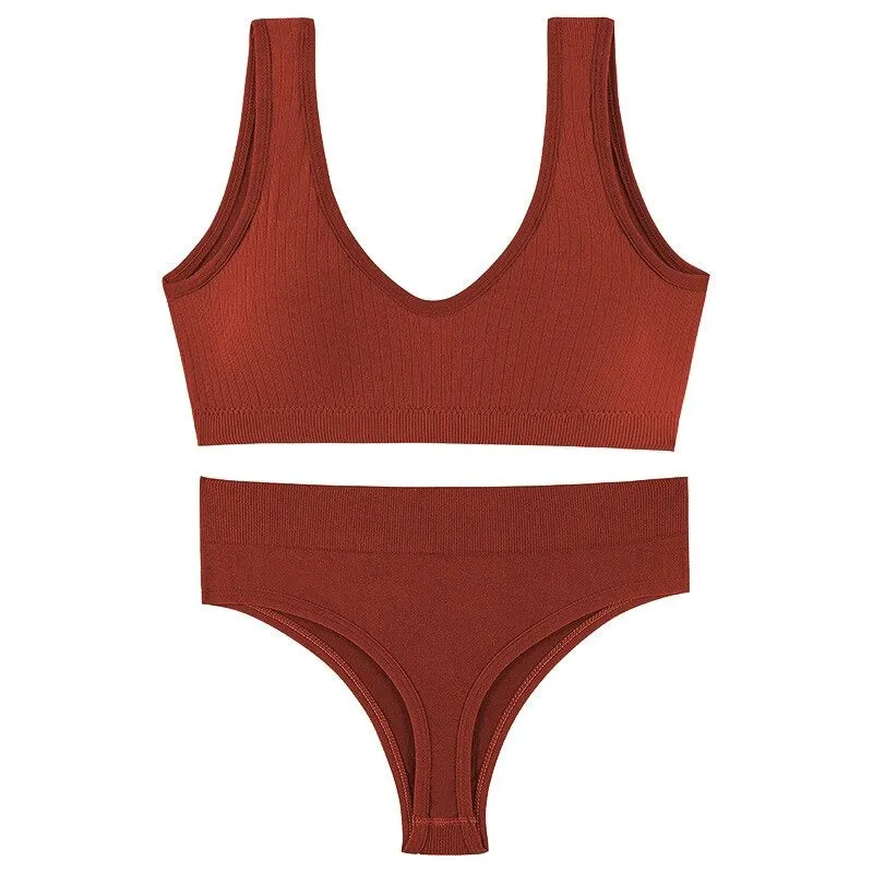 Seamless Low-waist Thong And U-Shaped Backless Bra Set