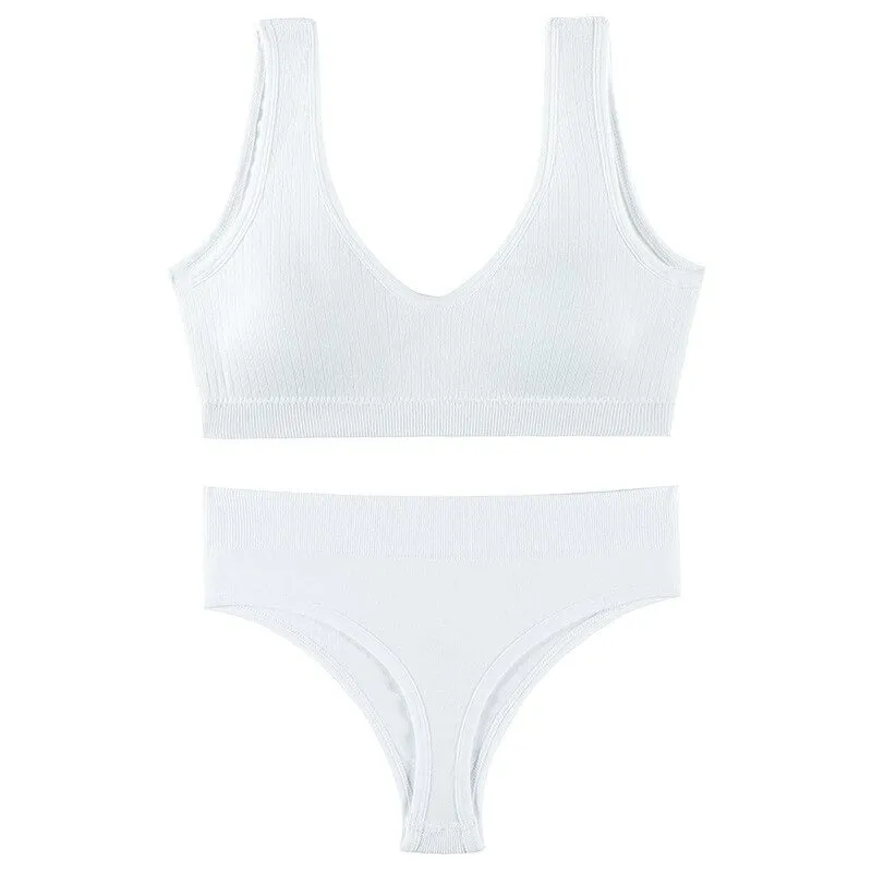 Seamless Low-waist Thong And U-Shaped Backless Bra Set