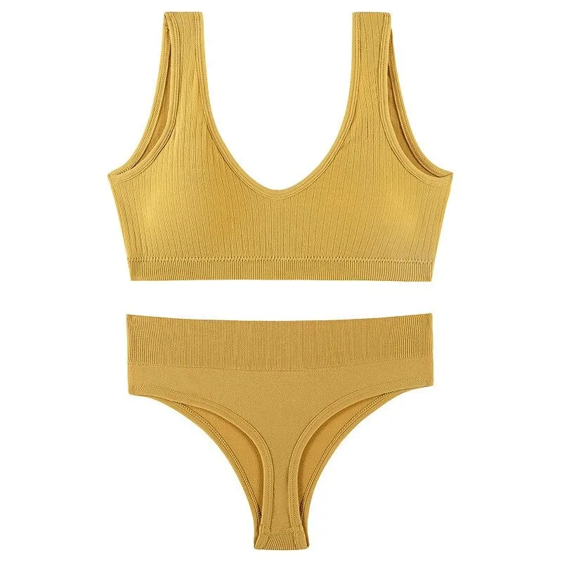 Seamless Low-waist Thong And U-Shaped Backless Bra Set