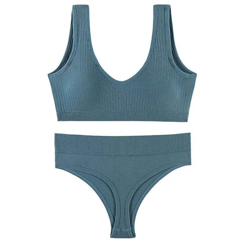 Seamless Low-waist Thong And U-Shaped Backless Bra Set