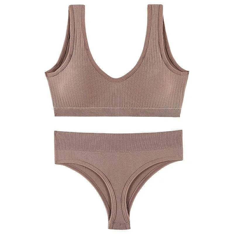 Seamless Low-waist Thong And U-Shaped Backless Bra Set