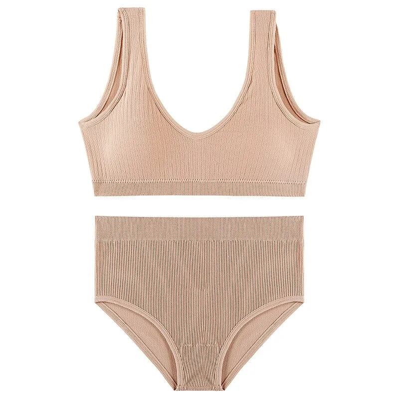 Seamless Wire Free U-Shaped Backless Lingerie Set