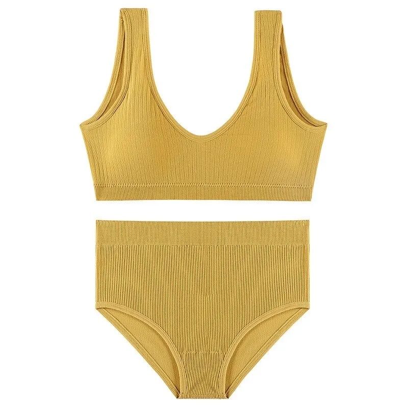 Seamless Wire Free U-Shaped Backless Lingerie Set