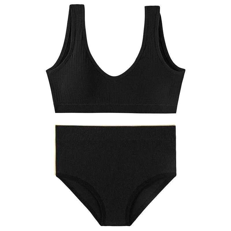 Seamless Wire Free U-Shaped Backless Lingerie Set