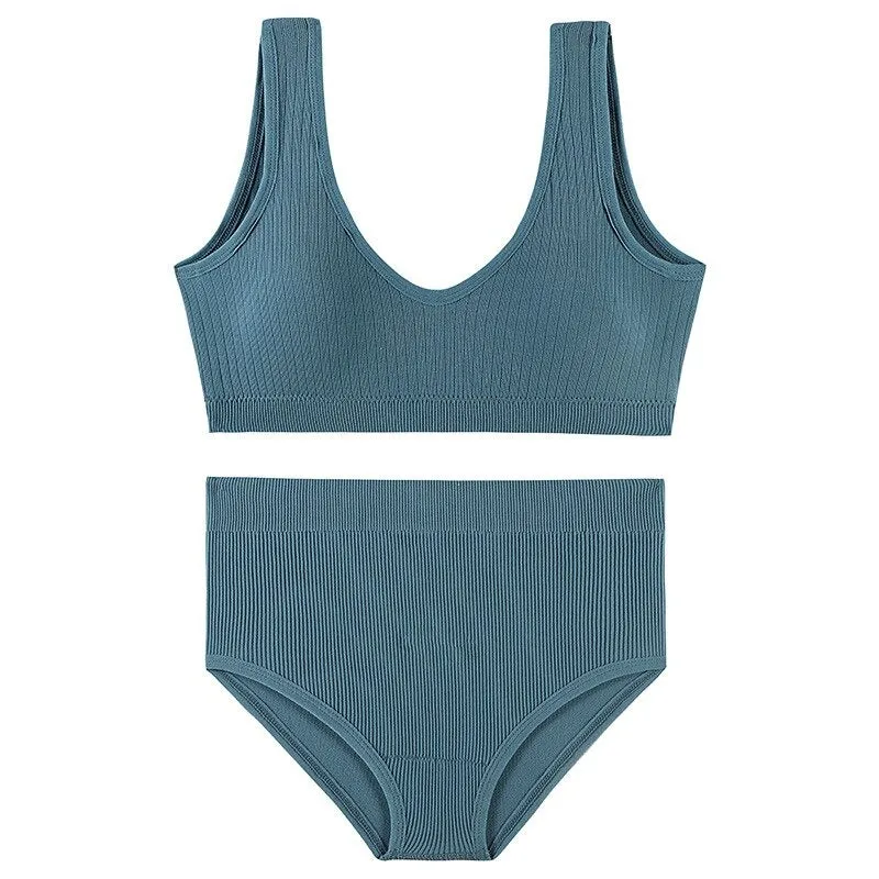 Seamless Wire Free U-Shaped Backless Lingerie Set