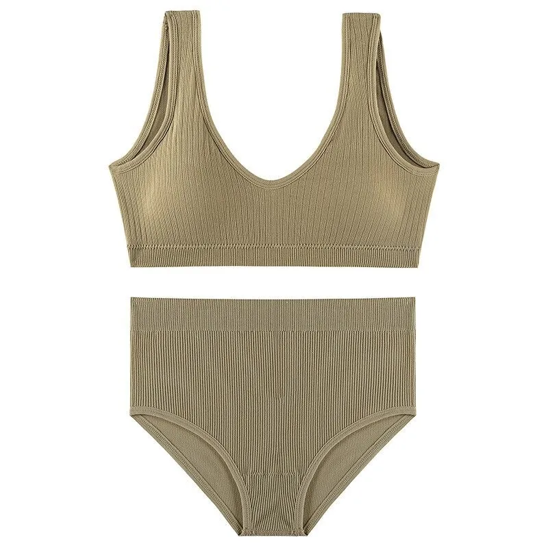 Seamless Wire Free U-Shaped Backless Lingerie Set