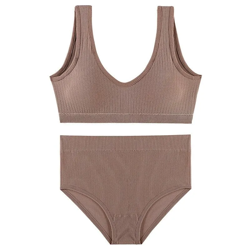 Seamless Wire Free U-Shaped Backless Lingerie Set
