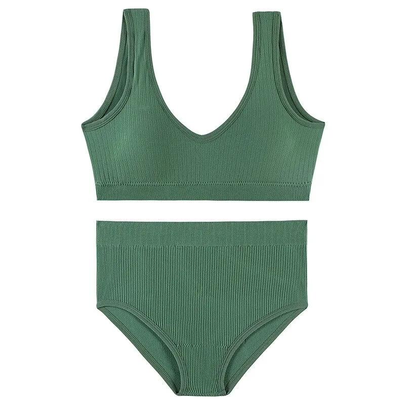 Seamless Wire Free U-Shaped Backless Lingerie Set