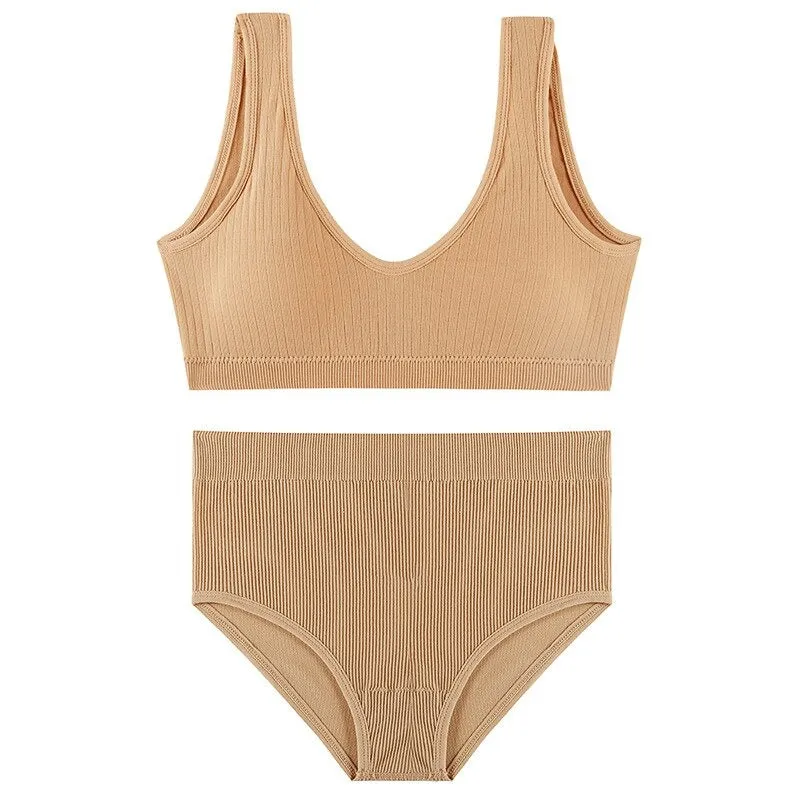Seamless Wire Free U-Shaped Backless Lingerie Set