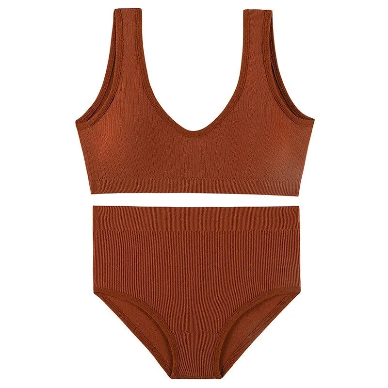 Seamless Wire Free U-Shaped Backless Lingerie Set