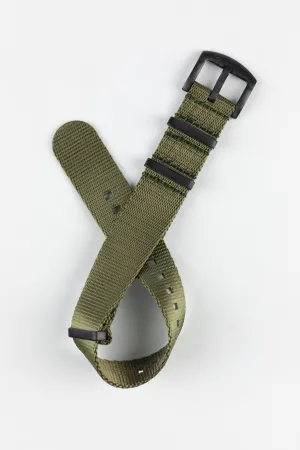 Seatbelt Nylon Watch Strap in ARMY GREEN with BLACK PVD Hardware