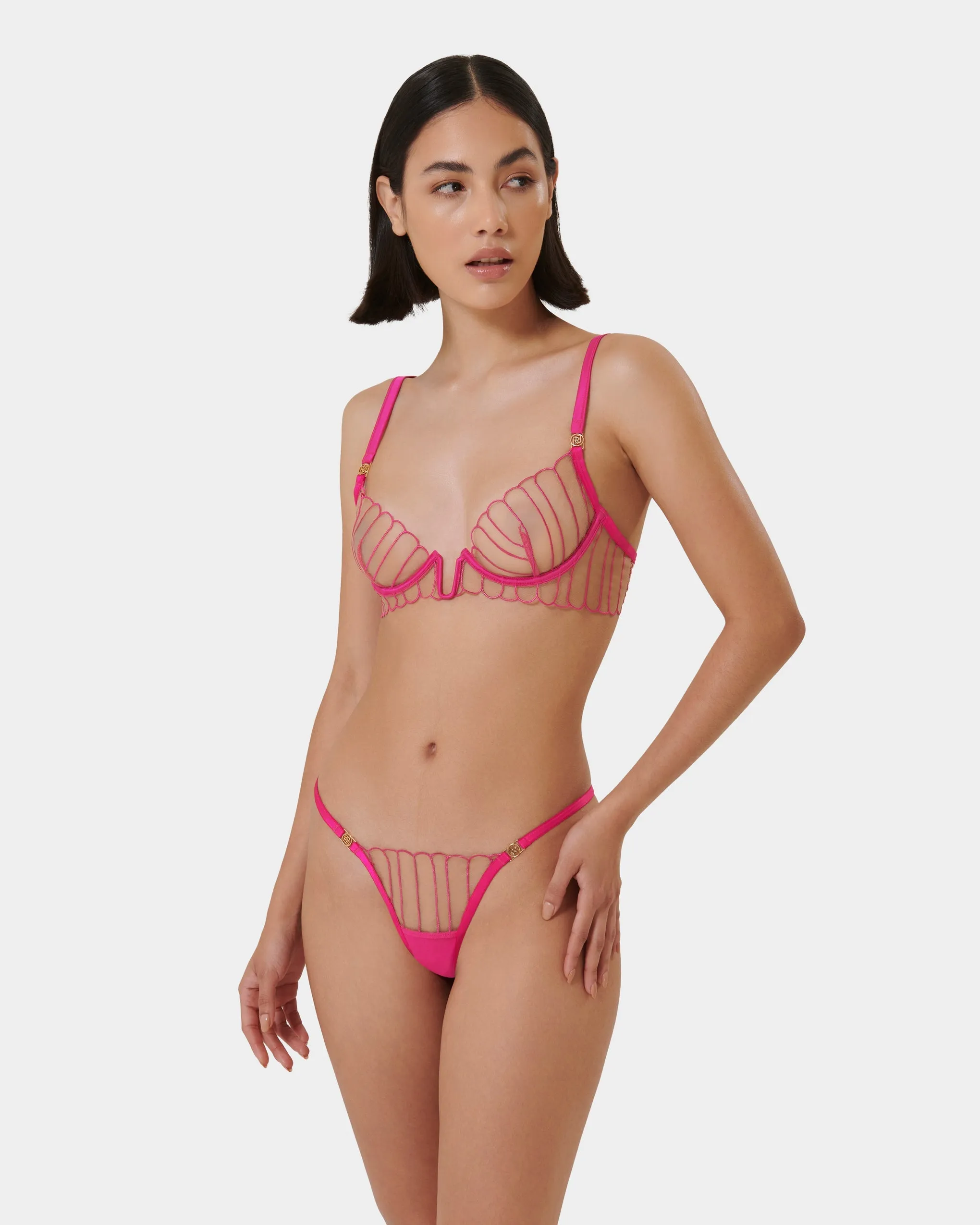 Set: Imogen Fuchsia Pink/Sheer