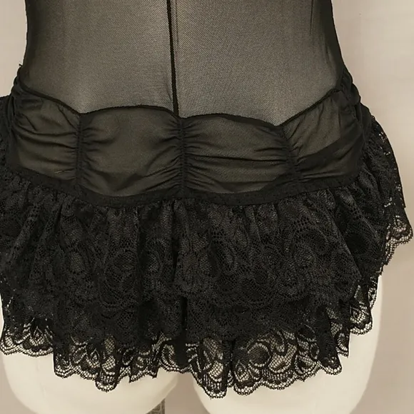 Sexy Black Lace Lingerie Bustier Corset w Thong