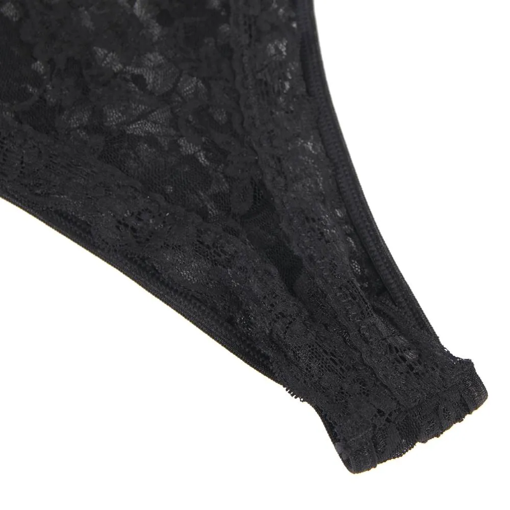 Sexy Lace Sleeveless See-Through Backless Deep V-Neck Bodysuit Egypt With Stocking