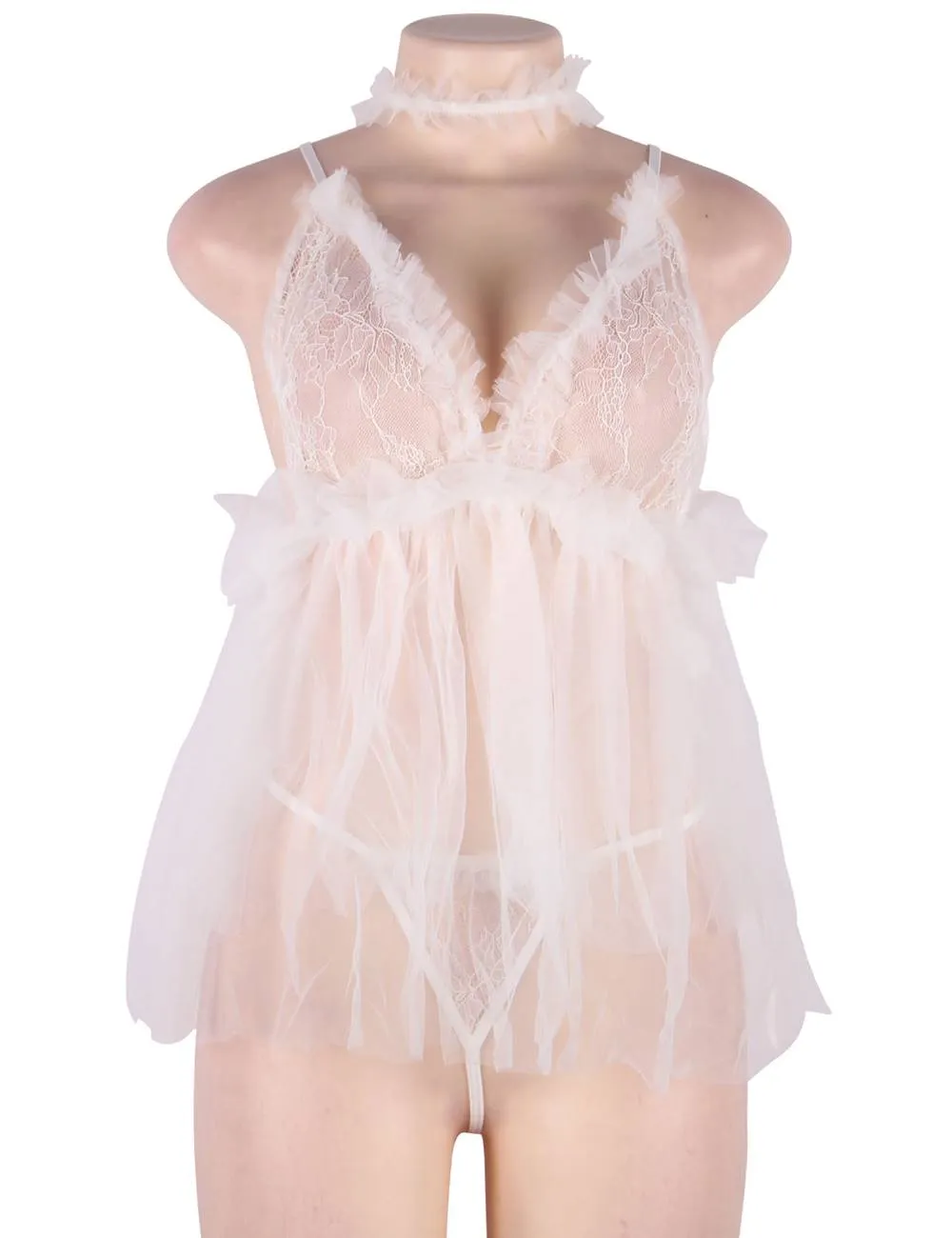 Sexy Lace Ultra-thin See-through Backless Miniskirt Suit