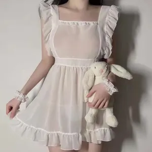 Sexy Maid Backless See Through Lingerie Dress