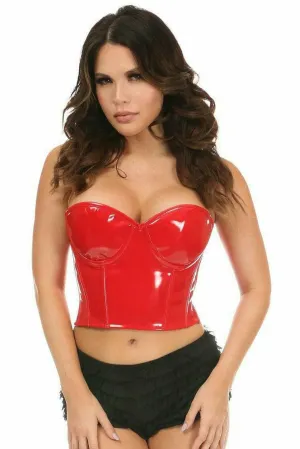 Sexy Red Patent Vinyl PVC Underwire Bustier