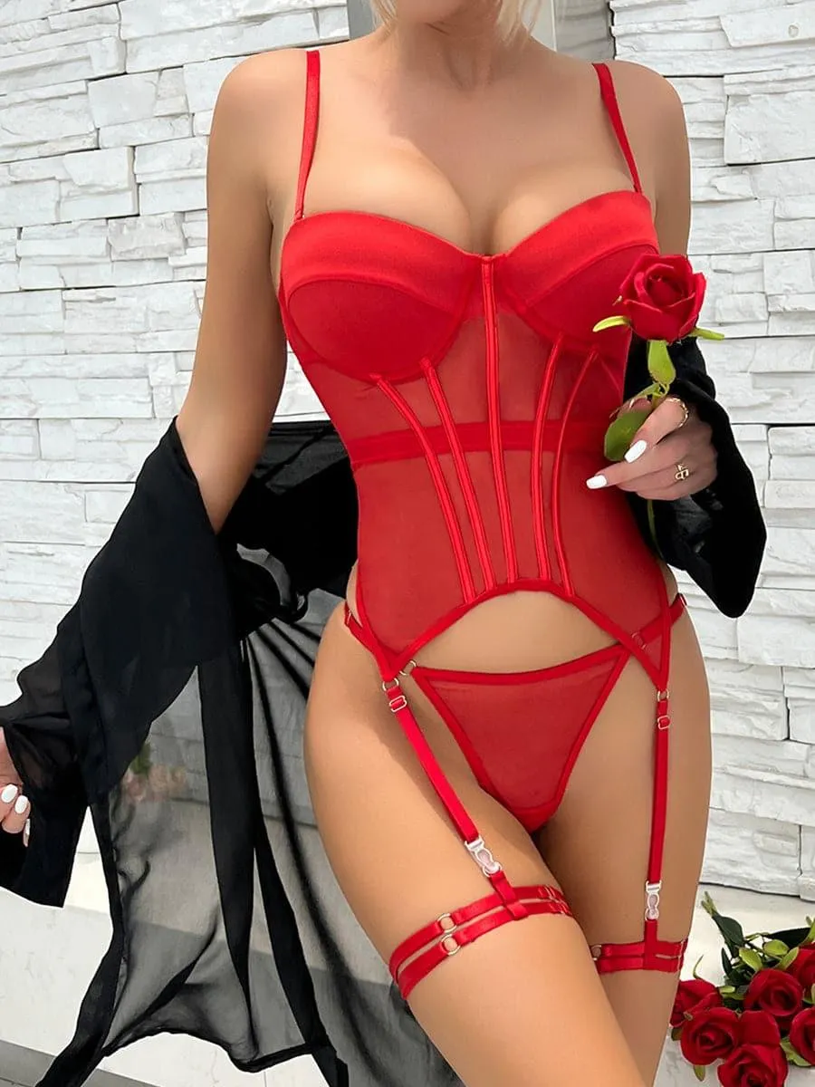 Sexy See Though Bustier Set MSL006