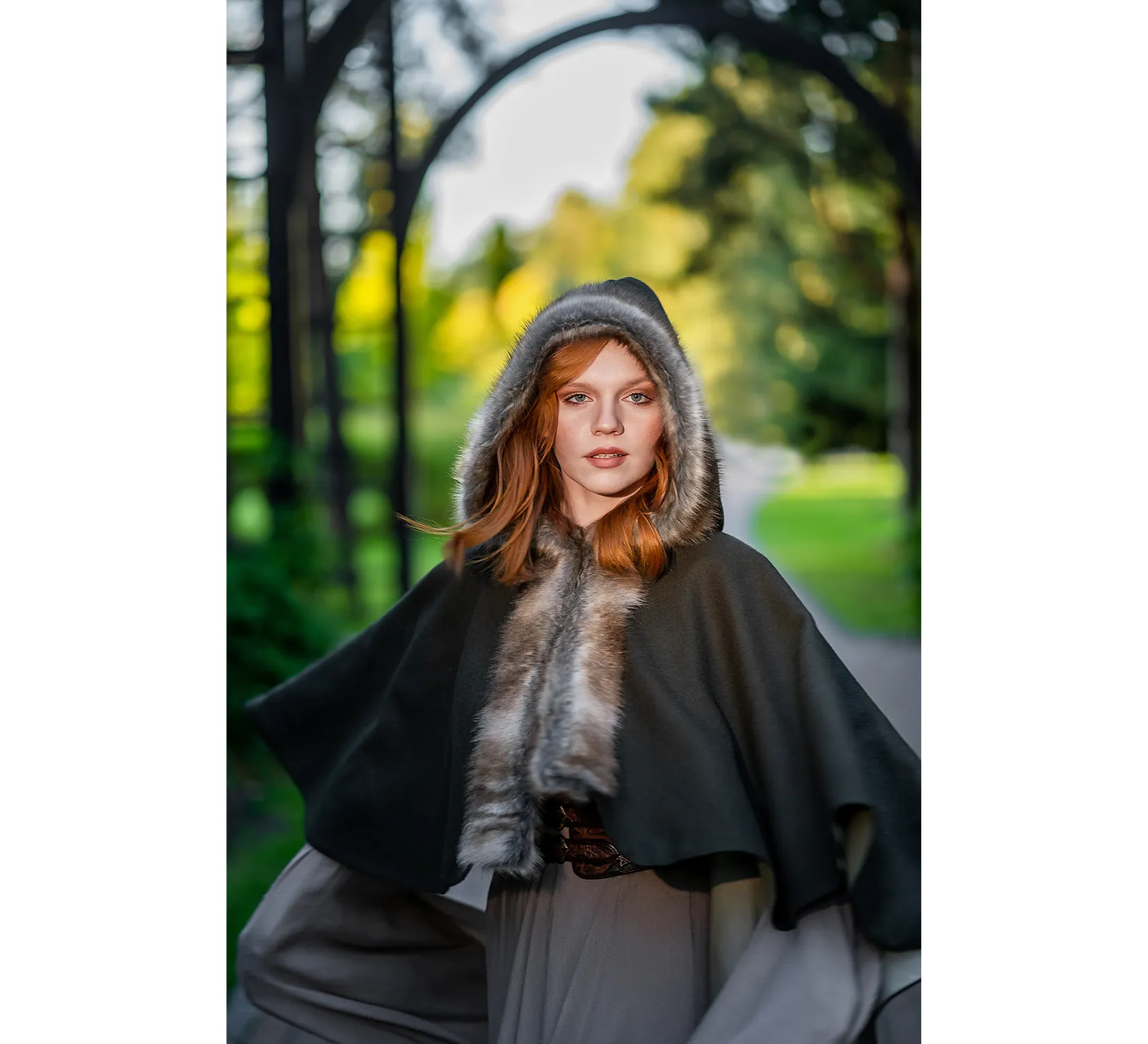 Short Fantasy Wool Hooded Cloak