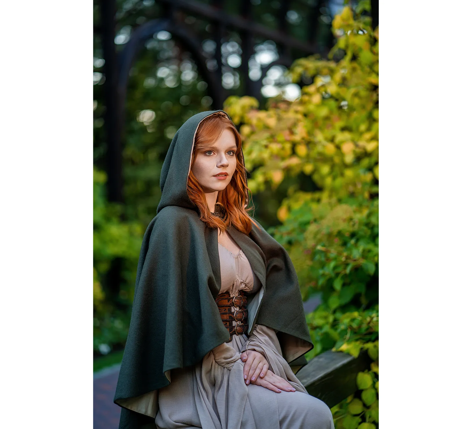 Short Fantasy Wool Hooded Cloak