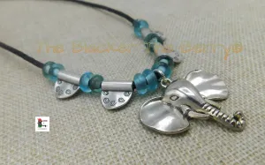Silver Elephant Necklace Women Beaded Jewelry Handmade Black Owned