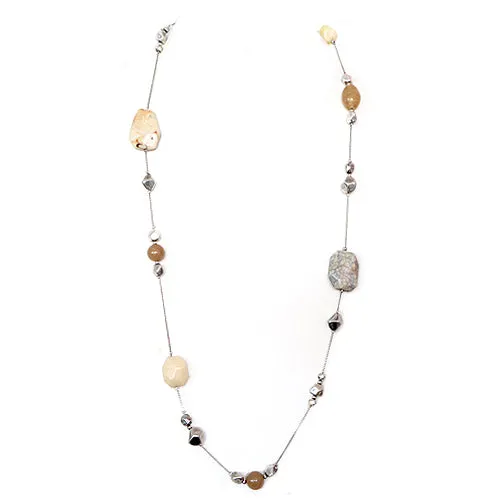 SILVER NATURAL NECKLACE  #SC29447_S-NATURAL (ME1)