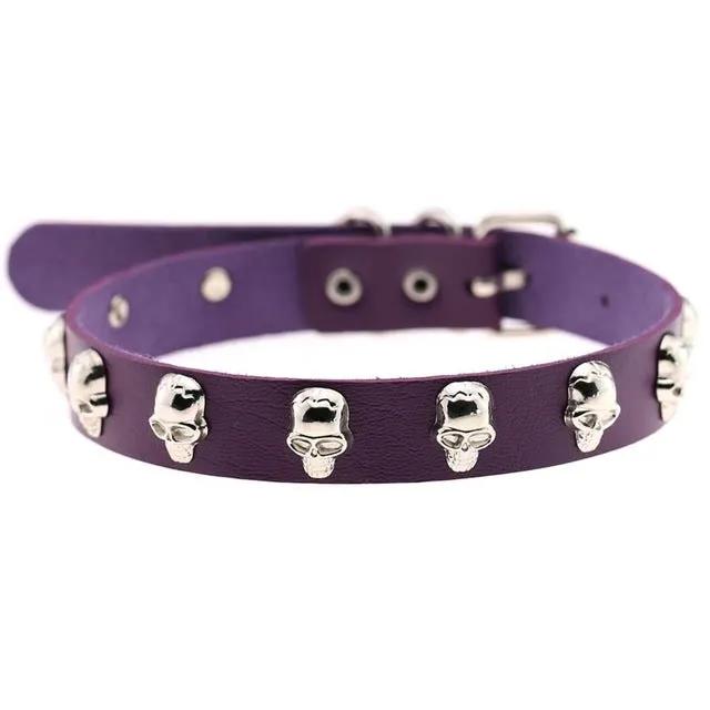 Skull Choker Necklace Studded w/ Skulls